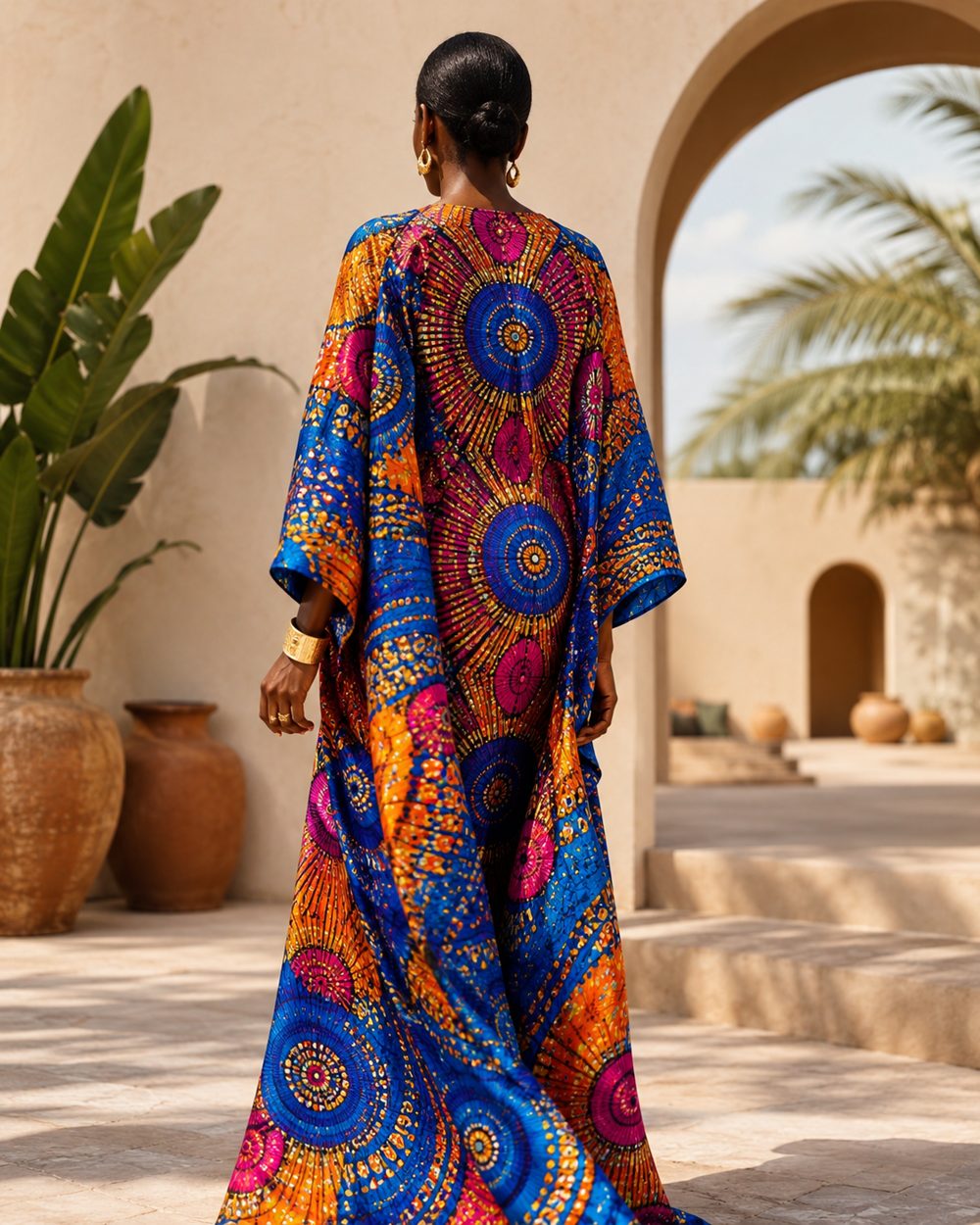 Burgundy, gold and teal patterned Ankara cloth